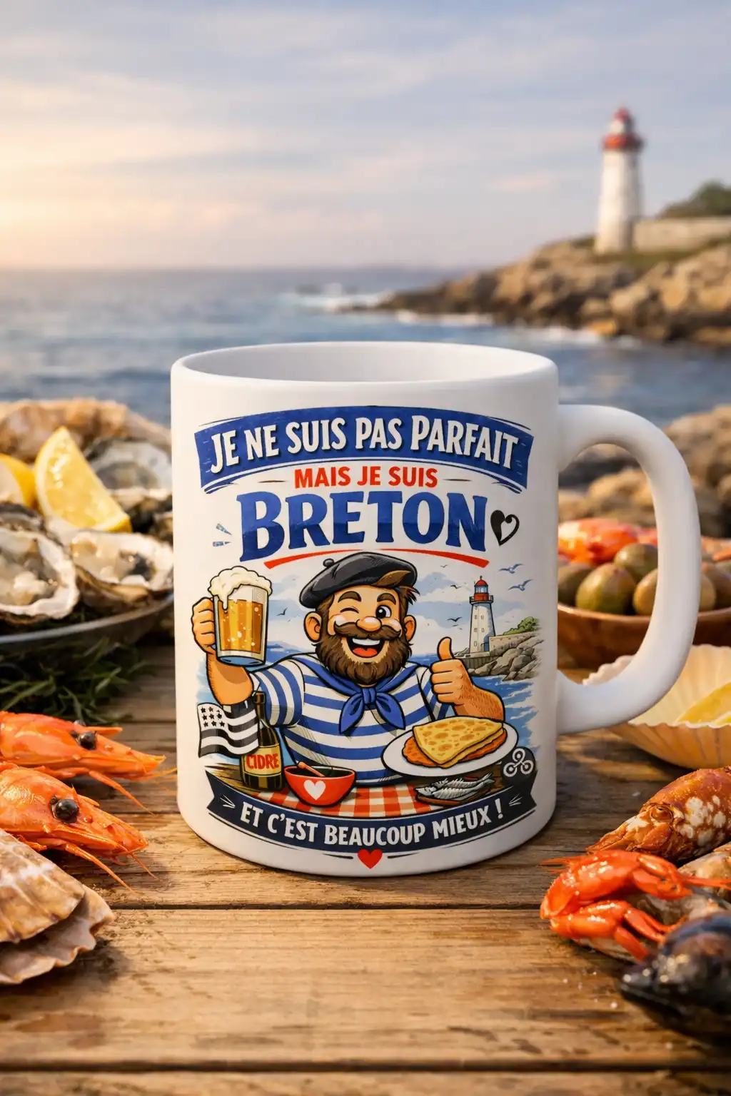 Mug “Je ne suis pas parfait mais je suis breton” – Édition Humour & Fierté
