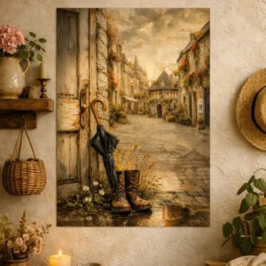 Tirage d’art – “ Rue après la pluie, Rochefort‑en‑Terre ” – Photographie Fine Art