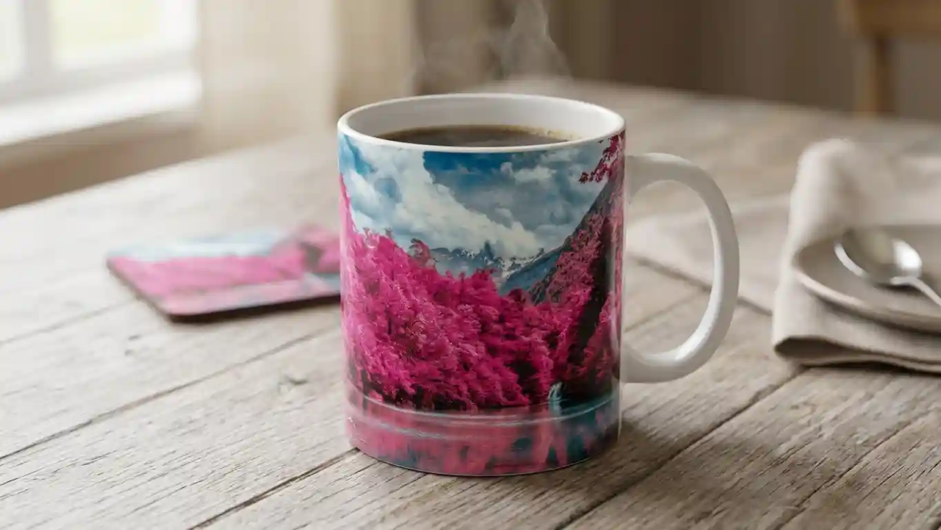 Mug Céramique « Évasion Rosée » — Édition Infrarouge